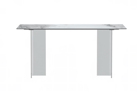 Kova Series Modern Rectangular Dining Table with Sintered Stone or Glass Top and Acrylic Base Legs