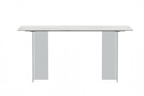 Kova Series Modern Rectangular Dining Table with Sintered Stone or Glass Top and Acrylic Base Legs