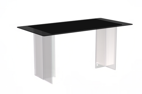 Kova Rectangular Dining Table with Sintered Stone/Glass Top and Acrylic Base Legs