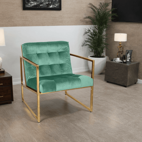 Lexington Tufted Velvet Accent Armchair With Gold Frame