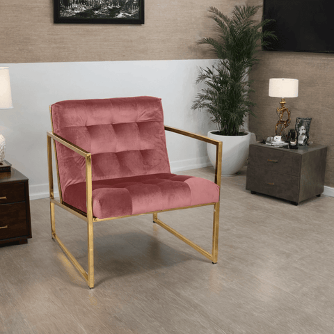 Lexington Tufted Velvet Accent Armchair With Gold Frame