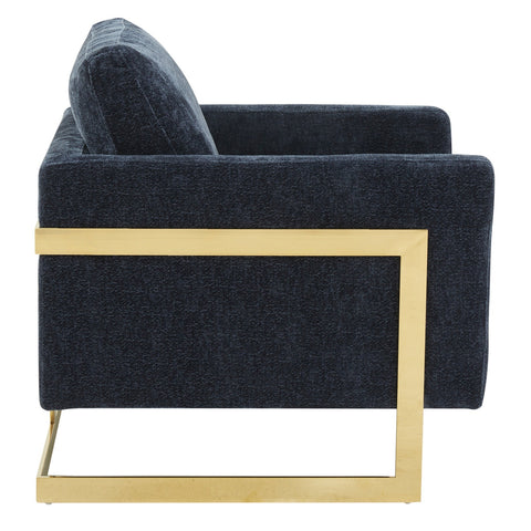 Lincoln Modern Upholstered Accent Armchair With Gold/Black Metal Frame