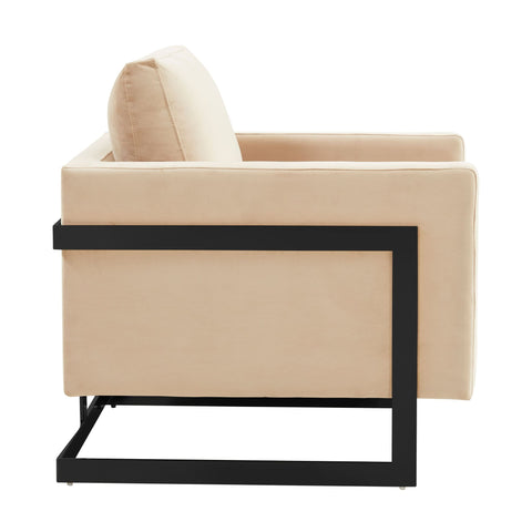 Lincoln Modern Upholstered Accent Armchair With Gold/Black Metal Frame