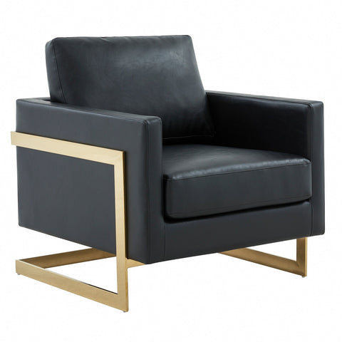 Lincoln Modern Upholstered Accent Armchair With Gold/Black Metal Frame