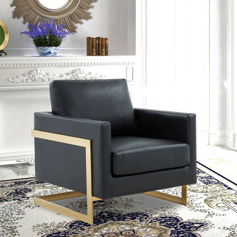 Lincoln Modern Upholstered Accent Armchair With Gold/Black Metal Frame