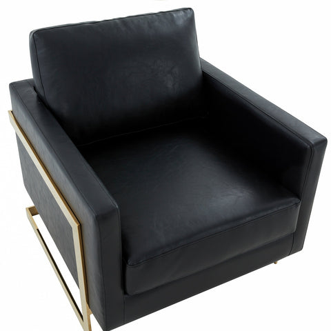 Lincoln Modern Upholstered Accent Armchair With Gold/Black Metal Frame