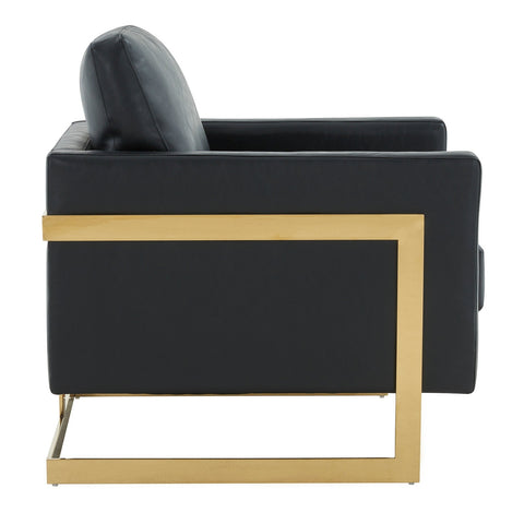 Lincoln Modern Upholstered Accent Armchair With Gold/Black Metal Frame