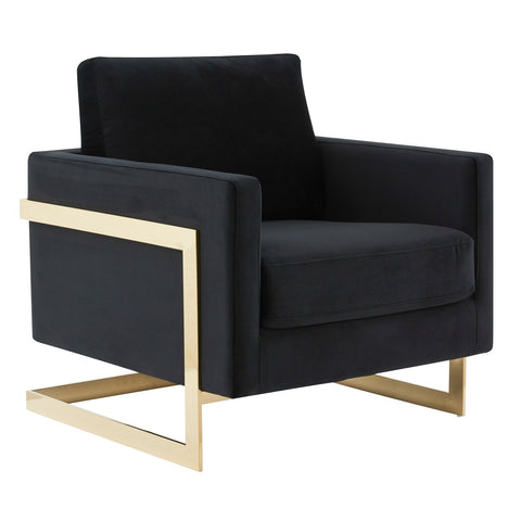 Lincoln Modern Upholstered Accent Armchair With Gold/Black Metal Frame