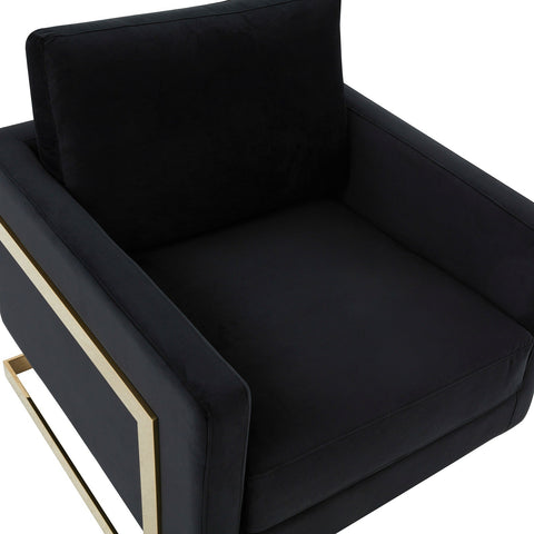 Lincoln Modern Upholstered Accent Armchair With Gold/Black Metal Frame