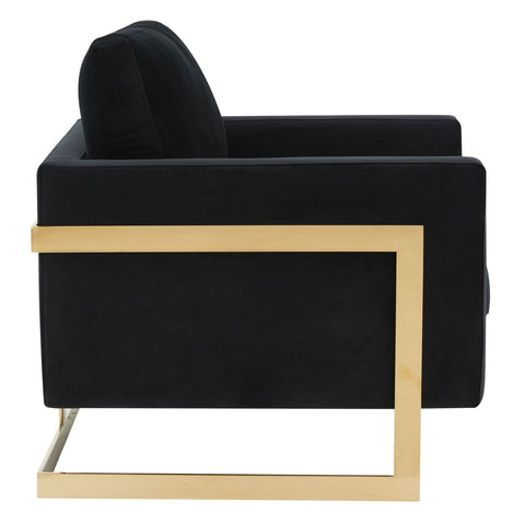 Lincoln Modern Upholstered Accent Armchair With Gold/Black Metal Frame