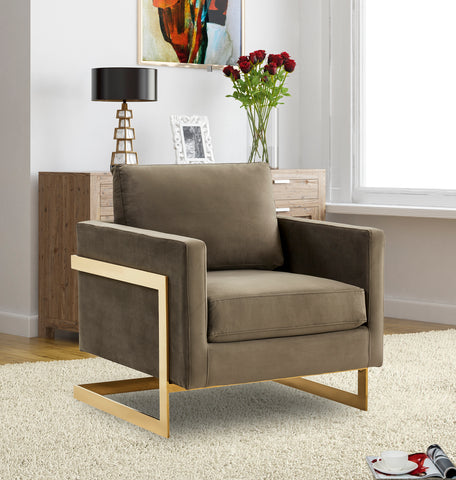 Lincoln Modern Upholstered Accent Armchair With Gold/Black Metal Frame