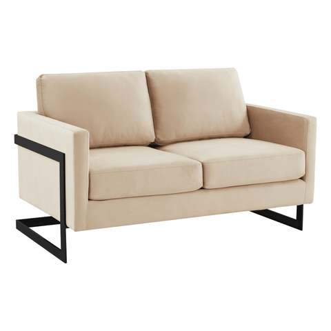 Lincoln Velvet Loveseat Sofa with Black Stainless Steel Frame