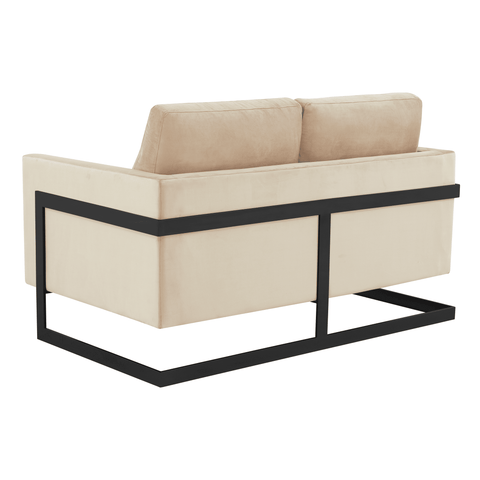 Lincoln Velvet Loveseat Sofa with Black Stainless Steel Frame