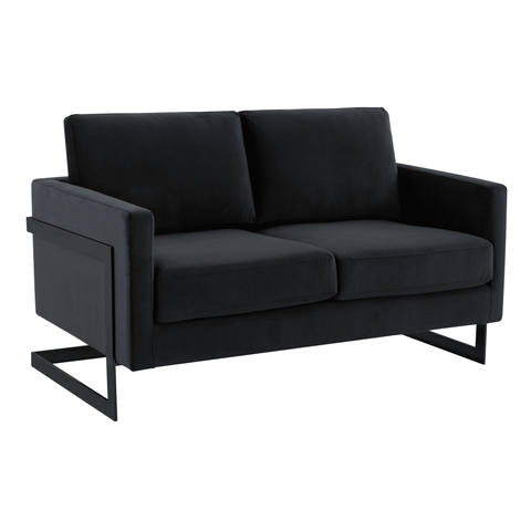 Lincoln Velvet Loveseat Sofa with Black Stainless Steel Frame