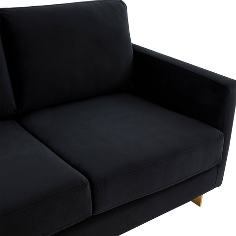 Lincoln Upholstered Velvet/Leather Loveseat With Gold Frame