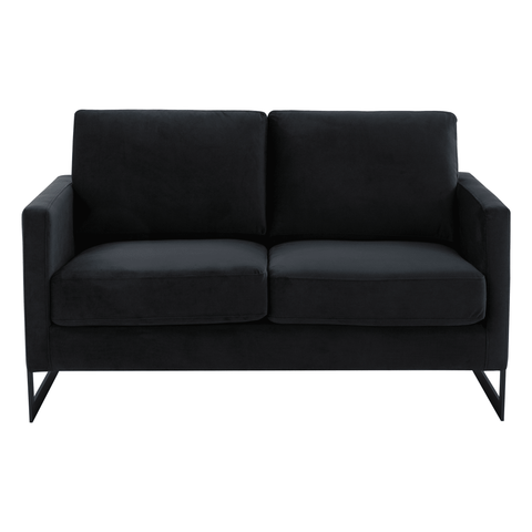 Lincoln Velvet Loveseat Sofa with Black Stainless Steel Frame