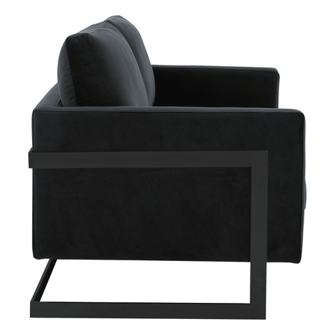 Lincoln Velvet Loveseat Sofa with Black Stainless Steel Frame