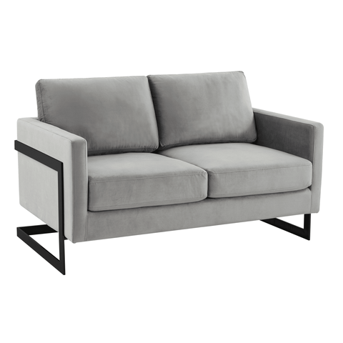 Lincoln Velvet Loveseat Sofa with Black Stainless Steel Frame