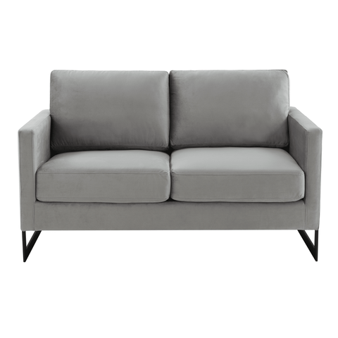 Lincoln Velvet Loveseat Sofa with Black Stainless Steel Frame