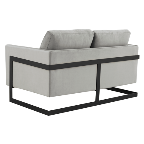 Lincoln Velvet Loveseat Sofa with Black Stainless Steel Frame