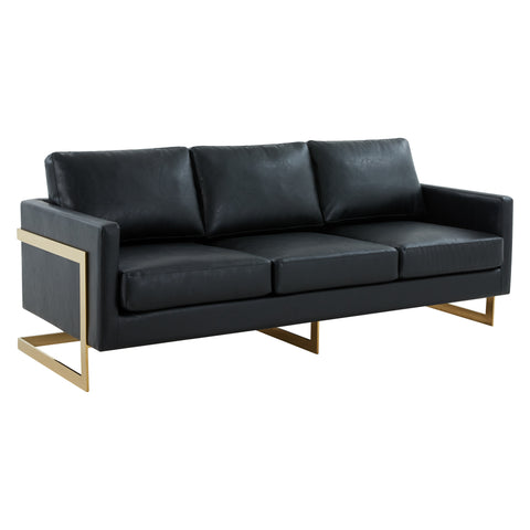 Gold Frame Velvet/Leather Full Size Sofa - Lincoln Collection