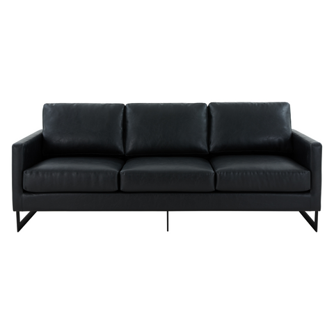 Lincoln 3-Seater Sofa Upholstered in Leather with Black Stainless Steel Frame