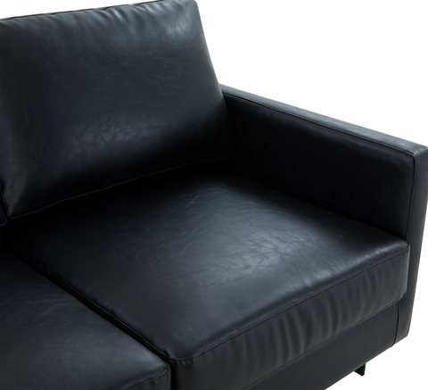 Lincoln 3-Seater Sofa Upholstered in Leather with Black Stainless Steel Frame