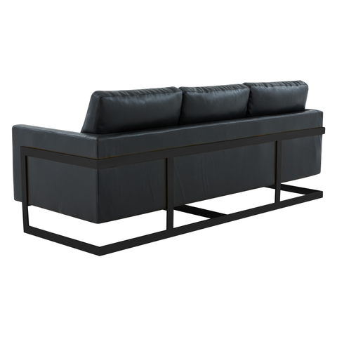 Lincoln 3-Seater Sofa Upholstered in Leather with Black Stainless Steel Frame