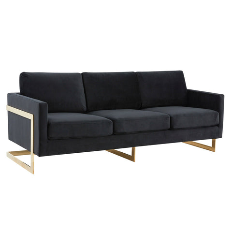 Gold Frame Velvet/Leather Full Size Sofa - Lincoln Collection