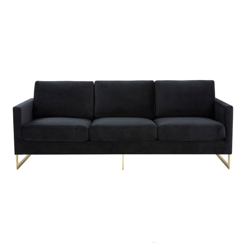 Gold Frame Velvet/Leather Full Size Sofa - Lincoln Collection