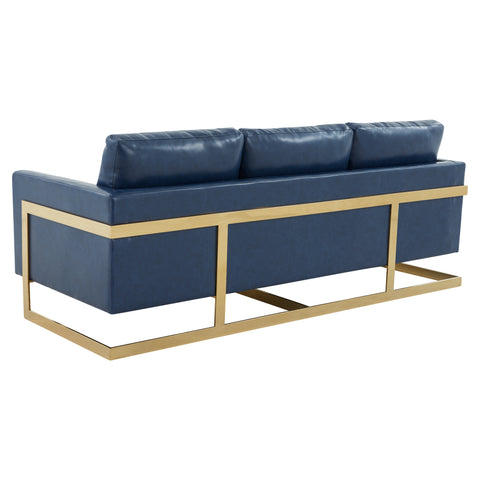 Gold Frame Velvet/Leather Full Size Sofa - Lincoln Collection