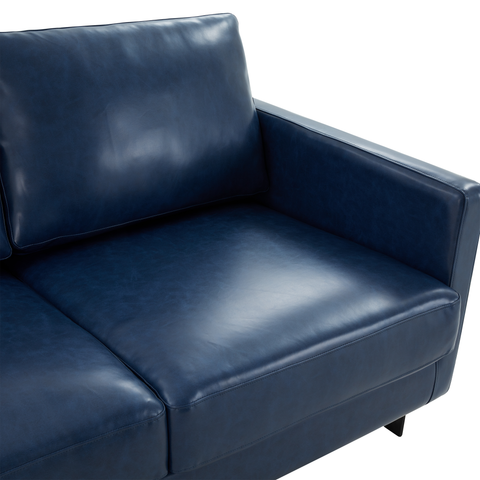 Lincoln 3-Seater Sofa Upholstered in Leather with Black Stainless Steel Frame