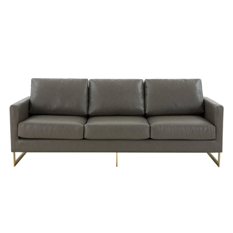 Gold Frame Velvet/Leather Full Size Sofa - Lincoln Collection