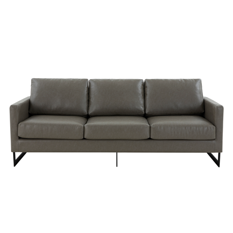 Lincoln 3-Seater Sofa Upholstered in Leather with Black Stainless Steel Frame