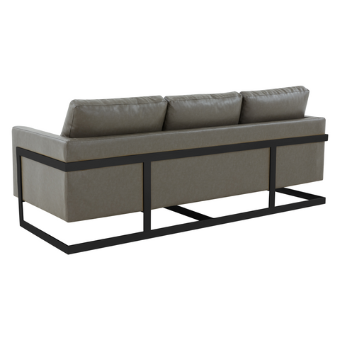 Lincoln 3-Seater Sofa Upholstered in Leather with Black Stainless Steel Frame