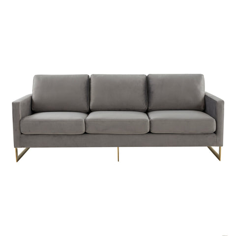 Gold Frame Velvet/Leather Full Size Sofa - Lincoln Collection