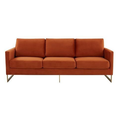 Gold Frame Velvet/Leather Full Size Sofa - Lincoln Collection