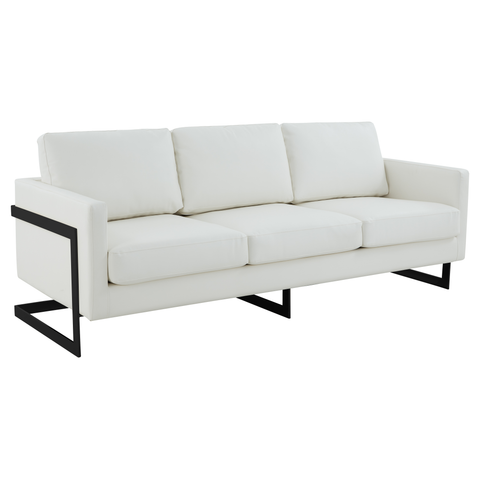 Lincoln 3-Seater Sofa Upholstered in Leather with Black Stainless Steel Frame