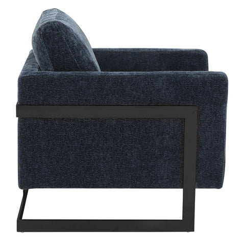 Lincoln Modern Upholstered in Fabric Accent Armchair With Gold/Black/White Metal Frame