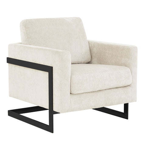 Lincoln Geometric Accent Chair Upholstered Boucle with Black Stainless-Steel Base