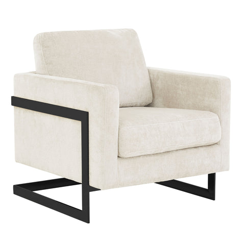 Lincoln Modern Upholstered in Fabric Accent Armchair With Gold/Black/White Metal Frame