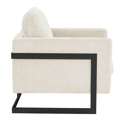 Lincoln Modern Upholstered in Fabric Accent Armchair With Gold/Black/White Metal Frame