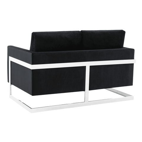 Lincoln Velvet Loveseat Sofa with Removable Cushions and Chromed Stainless Steel Frame