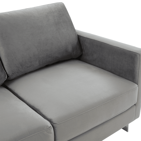 Lincoln Velvet Loveseat Sofa with Removable Cushions and Chromed Stainless Steel Frame