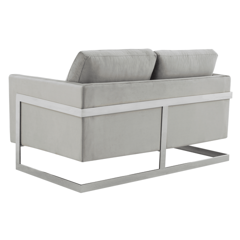 Lincoln Velvet Loveseat Sofa with Removable Cushions and Chromed Stainless Steel Frame