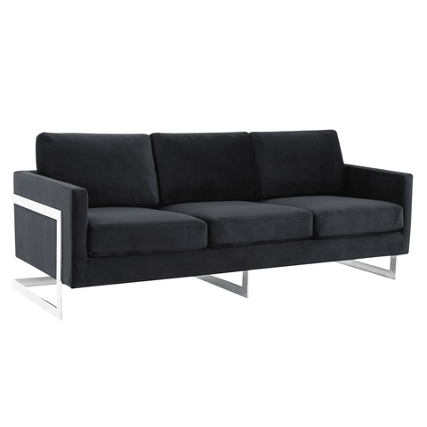 Lincoln 3-Seater Sofa Upholstered in Velvet Fabric with Chrome Stainless Steel Frame