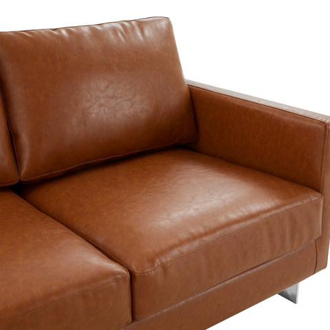 Lincoln 3-Seater Sofa Upholstered in Leather with Chrome Stainless Steel Frame