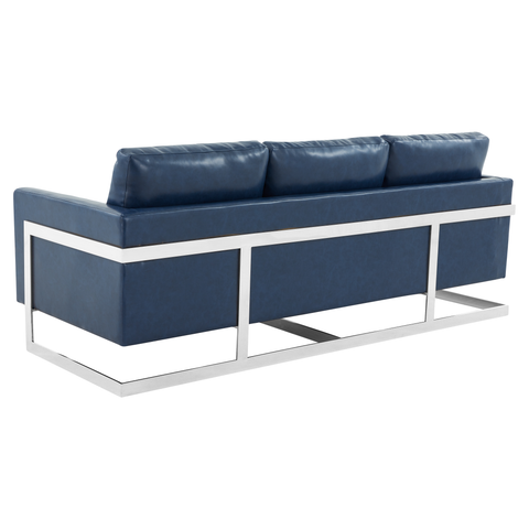 Lincoln 3-Seater Sofa Upholstered in Leather with Chrome Stainless Steel Frame