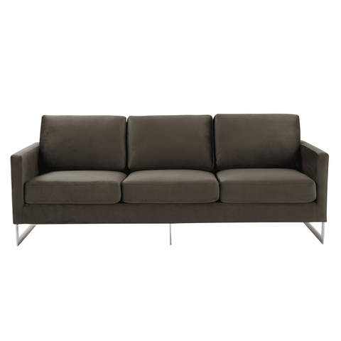 Lincoln 3-Seater Sofa Upholstered in Velvet Fabric with Chrome Stainless Steel Frame