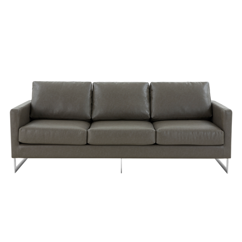 Lincoln 3-Seater Sofa Upholstered in Leather with Chrome Stainless Steel Frame